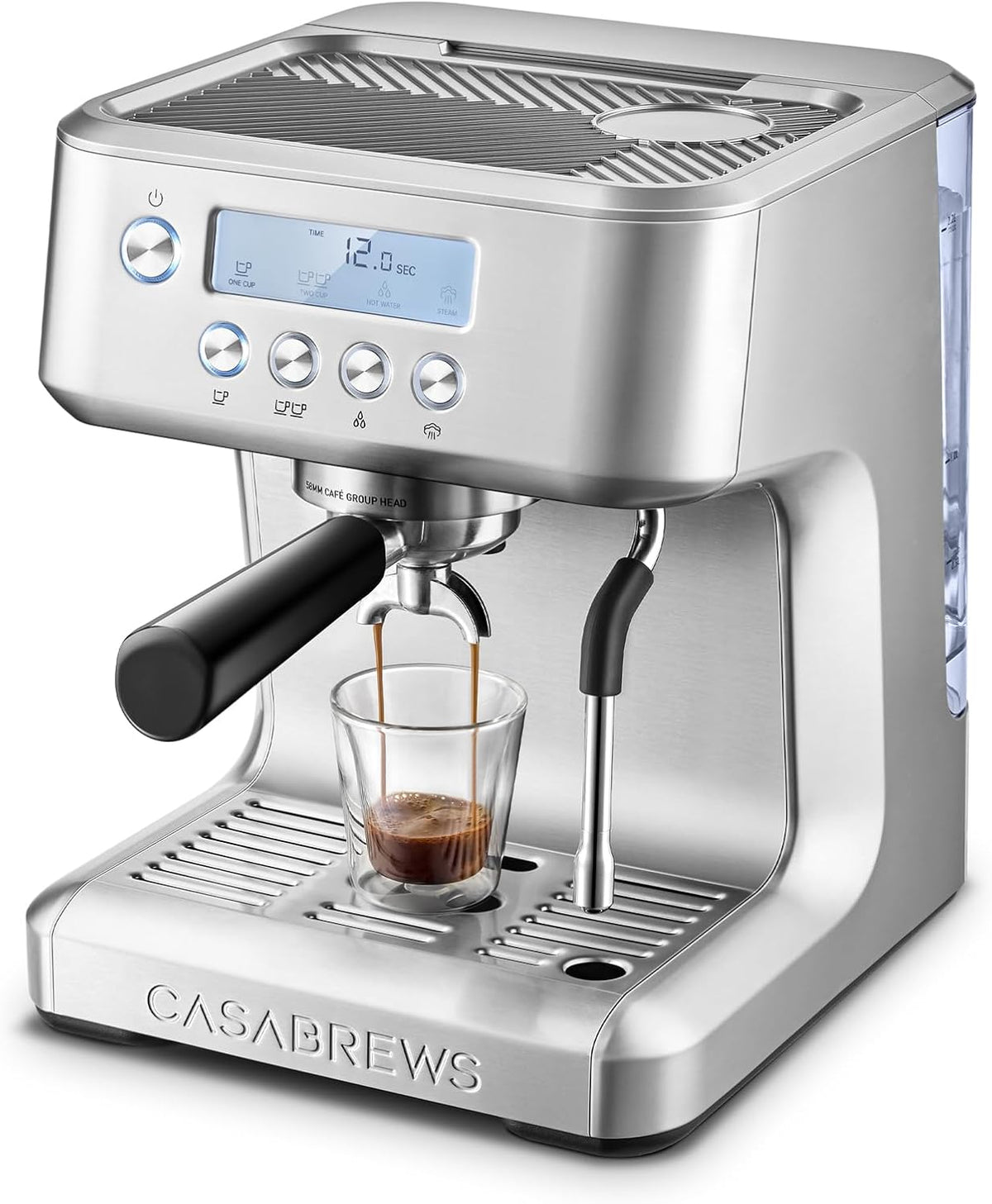 CASABREWS Milchaufschäumer, 20 Bar, 2.2 l, Silber, Siebträgermaschine mit LCD Anzeige, Espresso Siebträgermaschine mit Einstellbarer