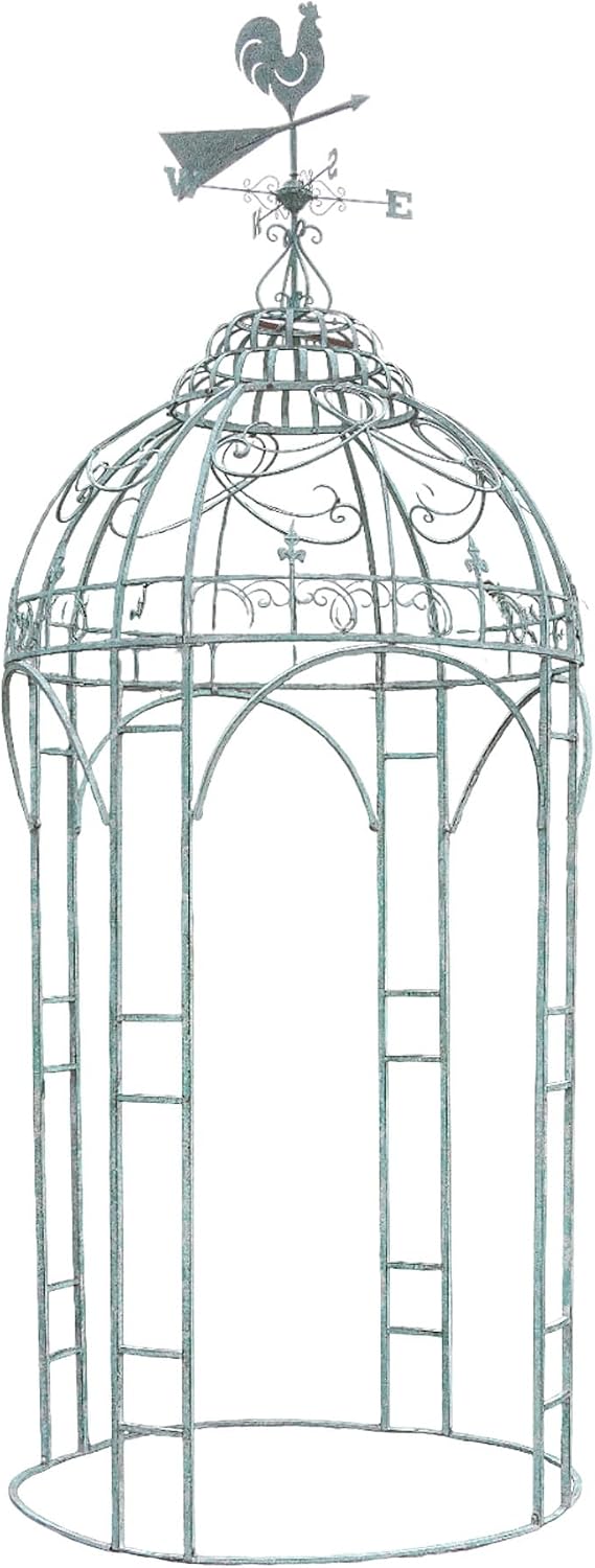 Gerätehaus PALAZZO INT, 360 cm, Blau, Antik Eisenpavillon Garten Gazebo mit Wetterhahn