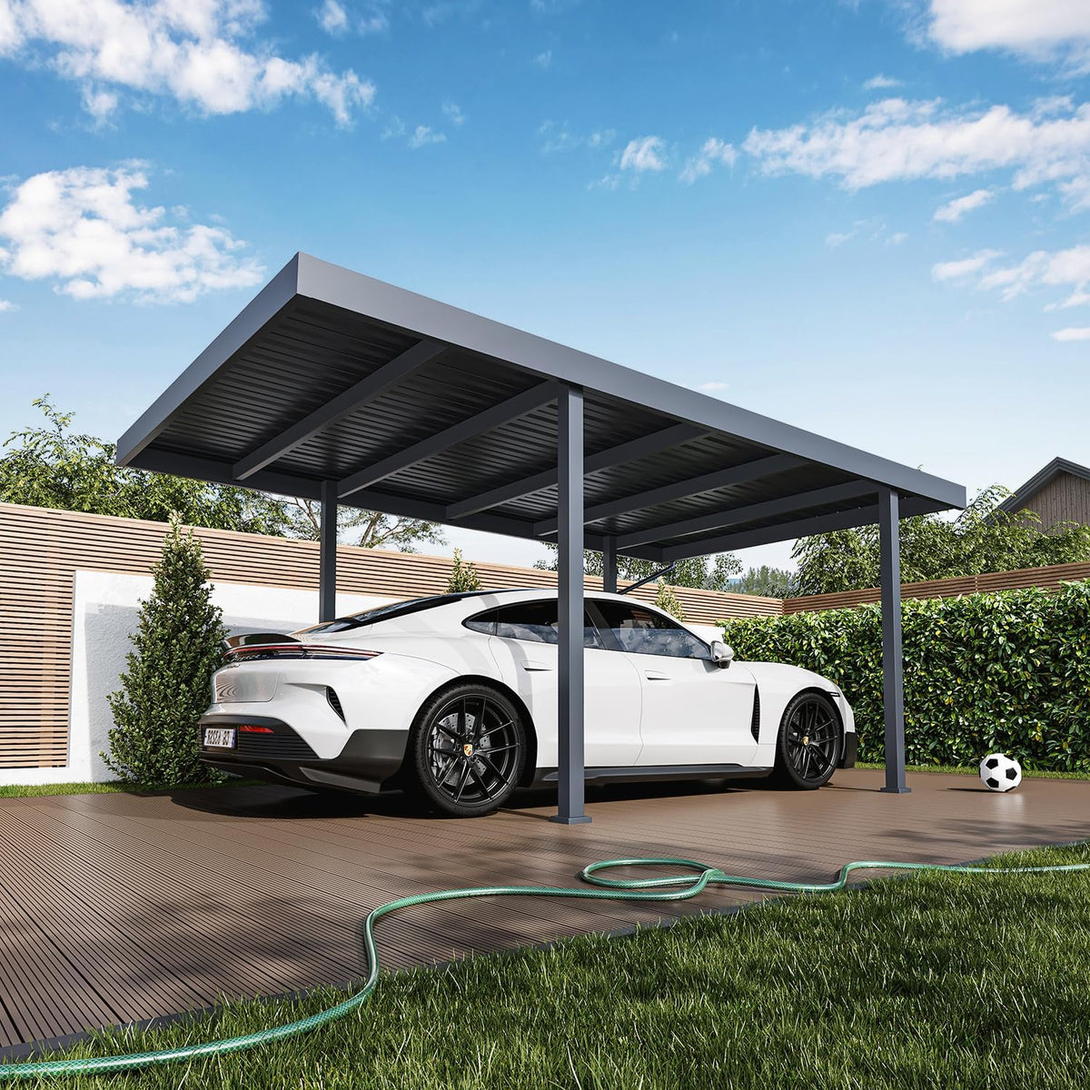 Weide SONNENSCHUTZ Carports, Stahl, Anthrazit, Metall Carport freistehend Metta Pultdach aus Stahl