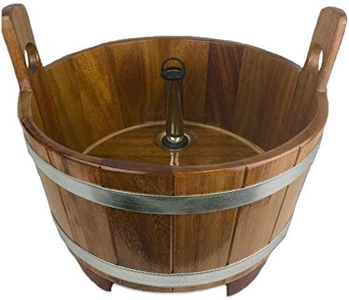 SudoreWell Kübel & Kellen, Braun/Silber, Sauna Fußwanne aus Kambalaholz mit transparenter