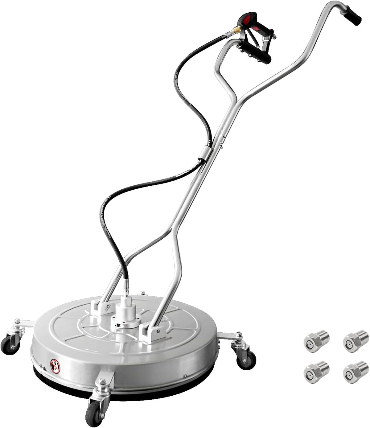 janz Hochdruckreiniger, 61 cm, Silber, Oberflächenreiniger mit 4 Rädern, Doppelgriff, Edelstahlgehäuse und 2 Schlauchadaptern