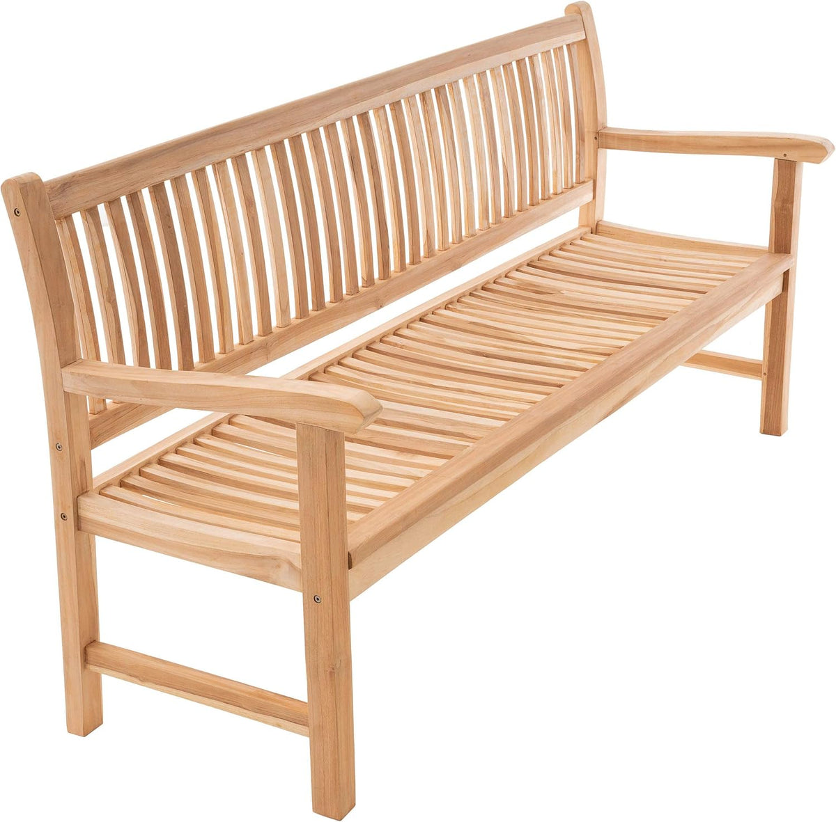 Divero Sitzbank, Natur/Braun, 3-Sitzer Gartenbank Monza aus Teakholz, unbehandelt