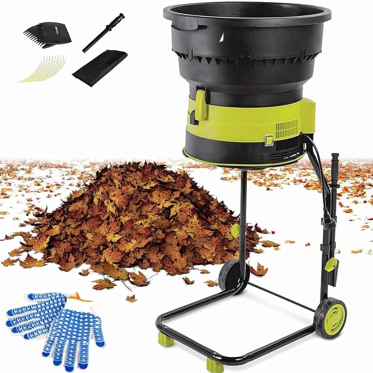 PixCy Häcksler & Mulcher, 2500 W, Weiß, 8000 U/Min Elektrischer Laubmulcher, Komposthäcksler, Gartenlaubzerkleinerer Mit 20 Schnittlinien