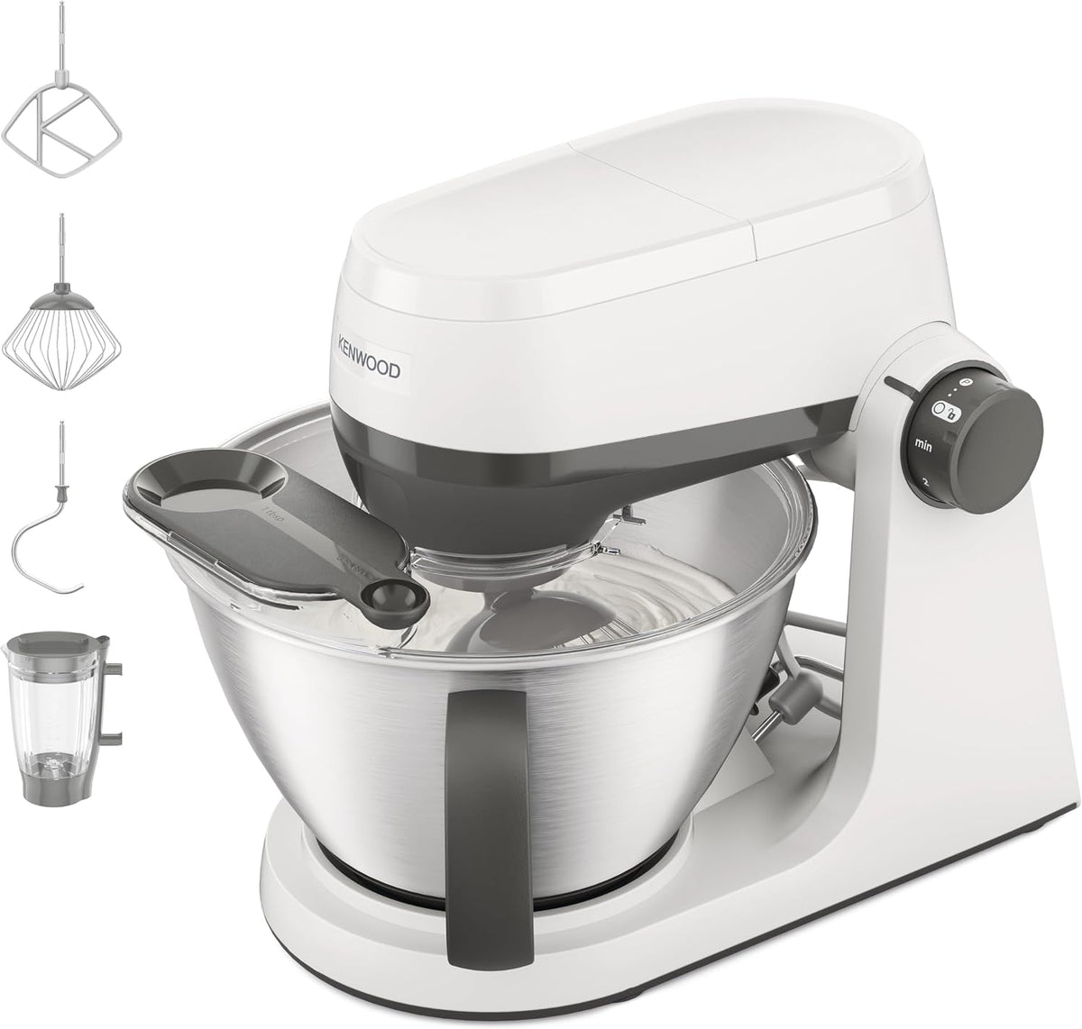 Kenwood Universalküchenmaschinen, 1000 W, 1,7 kg, 040WH, 4,3l, Weiß, Multi Tasker - Küchenmaschine mit Standmixer-Aufsatz