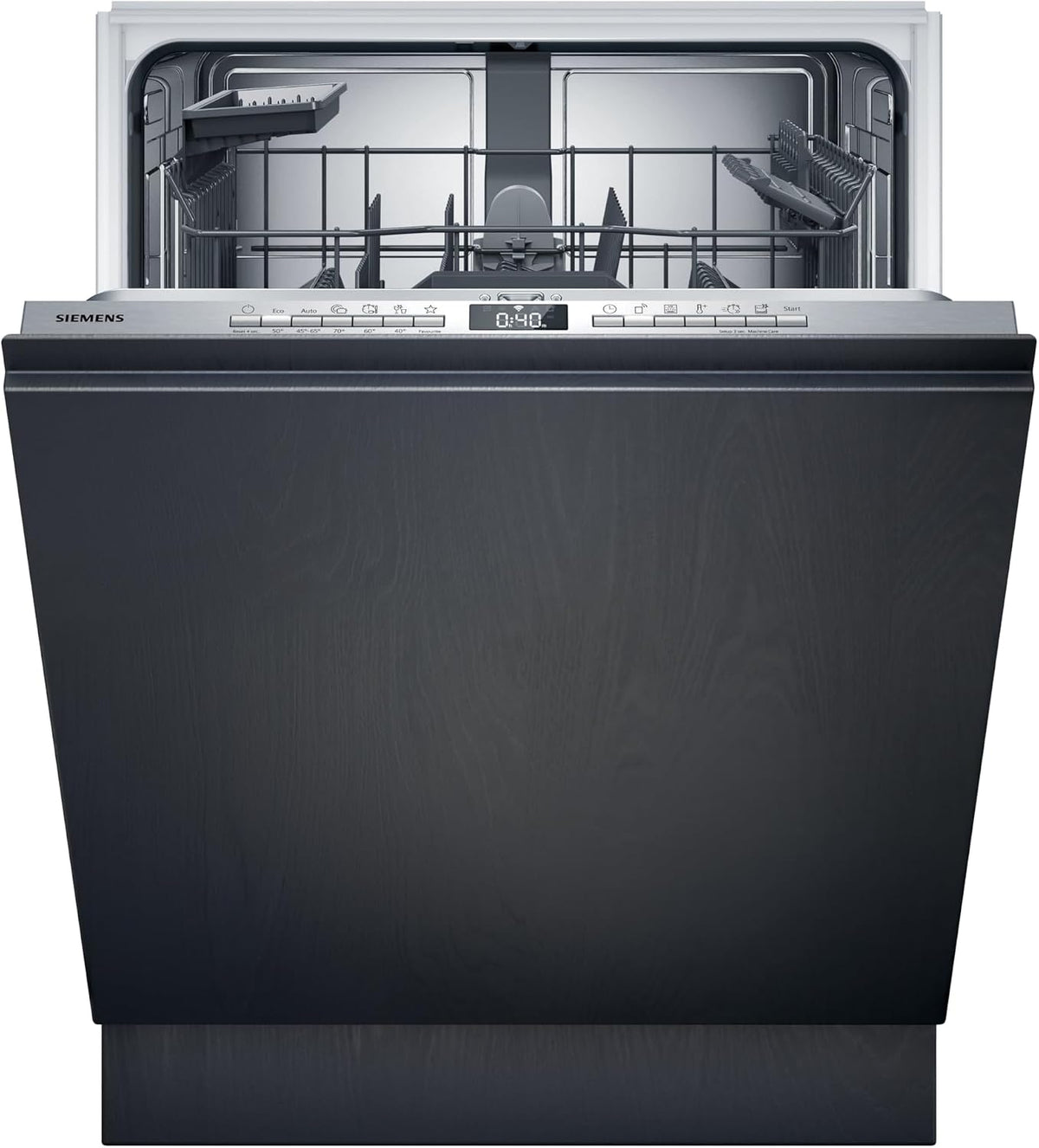SIEMENS Geschirrspüler, 60 cm, Schwarz/Silber, SN63EX27AE, iQ300, Smarter Vollintegriert, Made in Germany, Besteckkorb