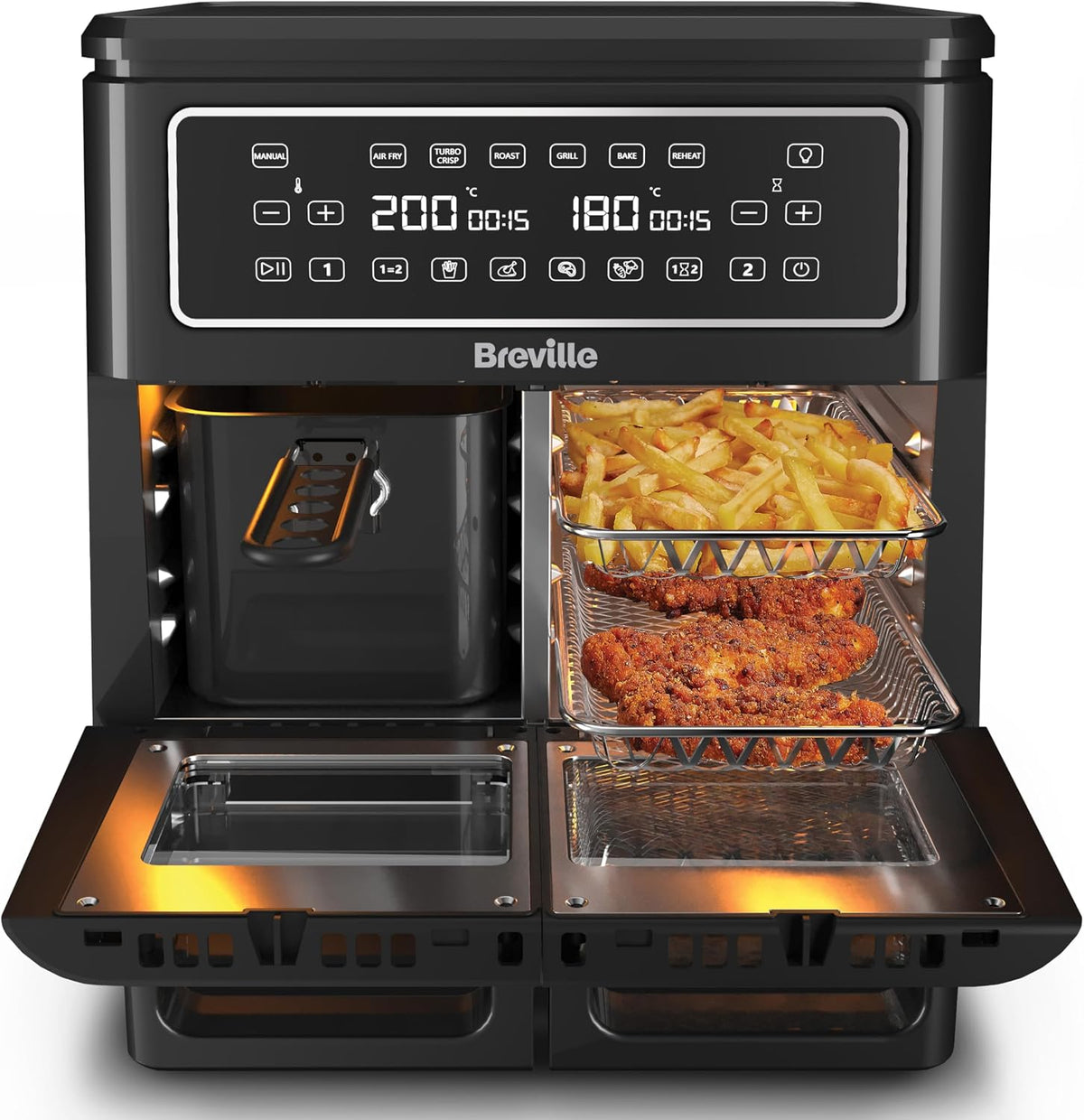 Breville Heissluftfritteuse, Schwarz, Heißluftfritteuse Halo Flexi