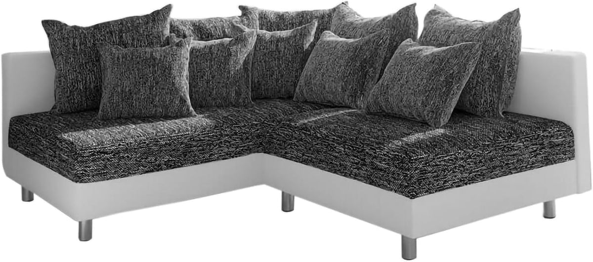 Sofa DELIFE, Weiß/Schwarz, Eckcouch Clovis Weiss Schwarz Ottomane Links Eck modular