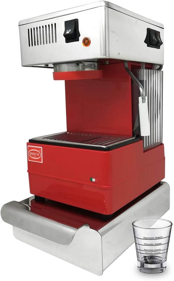 LA GONDOLA Kaffeemaschine, Rot, Espressomaschine Set - Quick Mill Espressomaschine 0820 in, professionelle Grundplatte mit Schublade aus Edelstahl