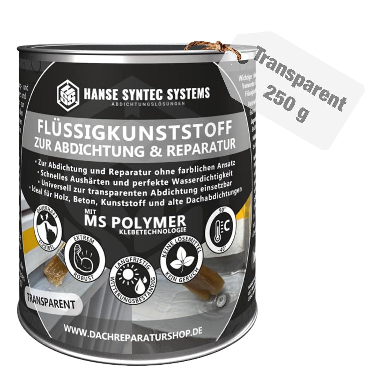 HSS Klebemittel & Dichtstoffe, 0,7m, Transparent, Flüssigkunststoff für Abdichtung & Reparatur, UV- & witterungsbeständig