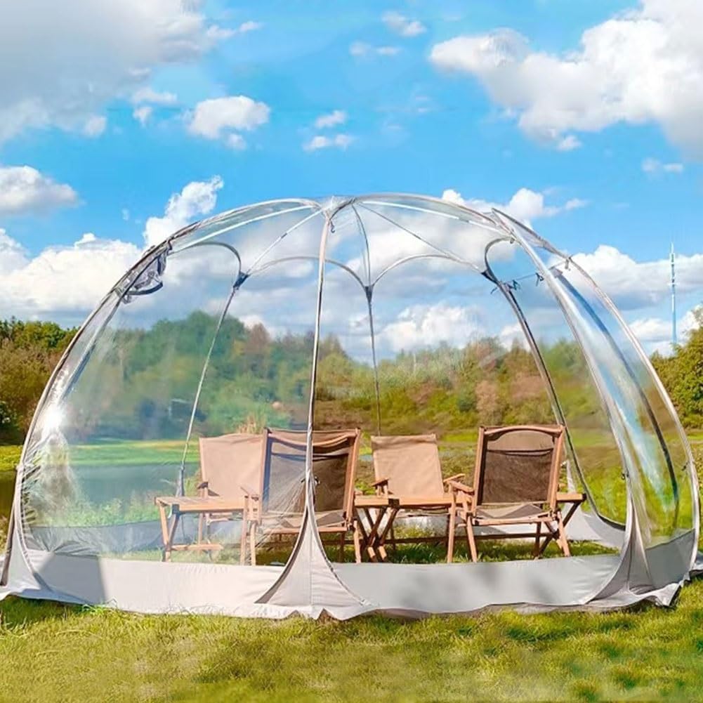 GAFENO Pavillon, 3,6 m, 3 m, Transparent/Beige, / großes Blasenzelt, Pop-up-, 7 Personen, Iglu-Kuppel, Gartenterrasse