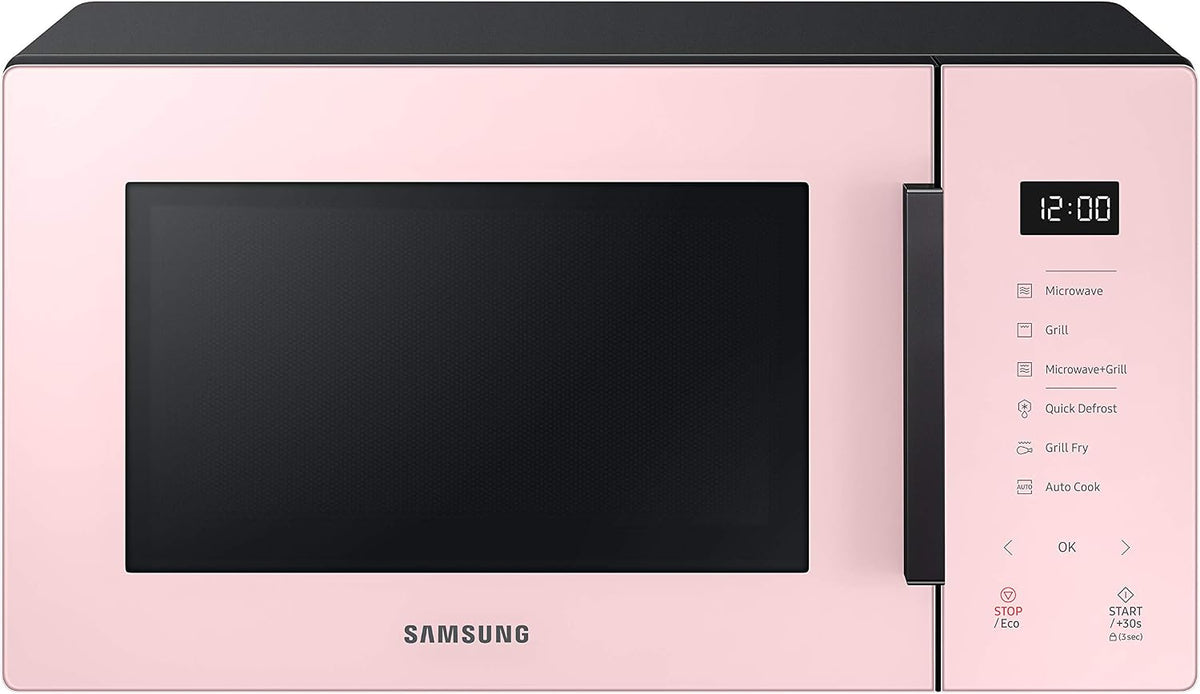 Samsung Mikrowelle, 49 x 27,5 x 38 cm, 1100 W, 800 W, 23 l, Schwarz/Silber, Tisch- Glas Design MG23T5018CP/ET, knuspriges Kochen