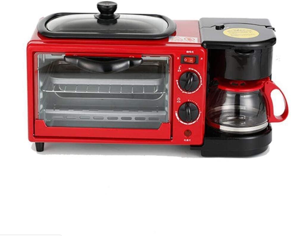 RKYRRKI Kaffeemaschine, 9 Liter., Silber, New House Kitchen Edelstahl-Toaster Konvektionsofen mit, elektrische 3-in-1-Frühstücksmaschine für Zuhause