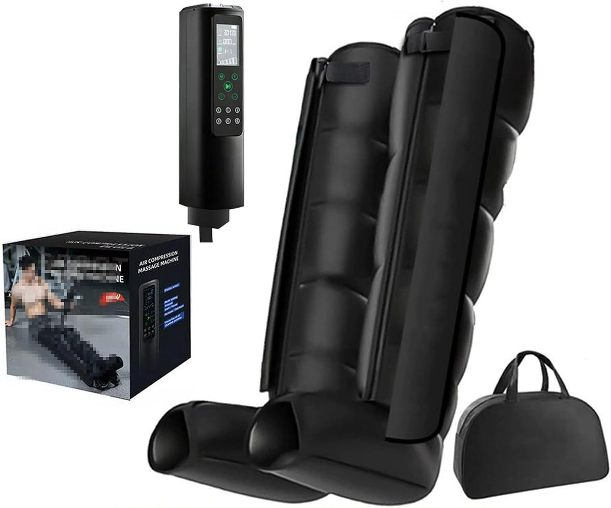 FahQuintuple Fußmassagegeräte, Schwarz, Beinmassagegerät Mit Luftkompression, Lymphdrainage Gerät Für Zuhause 6 Luftkammern Massagegerät
