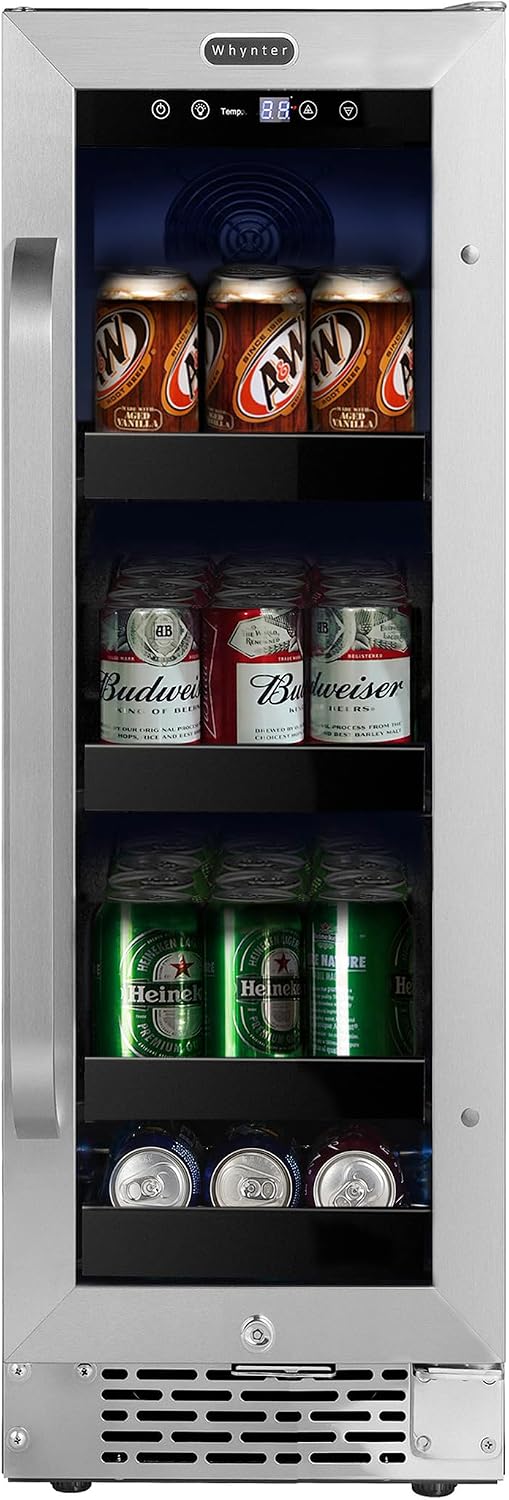 Whynter Beverage Refrigerators, Silber/Schwarz, BBR-638SB integriert Under Counter 12 inch Beverage, 2.0 Cubic Feet