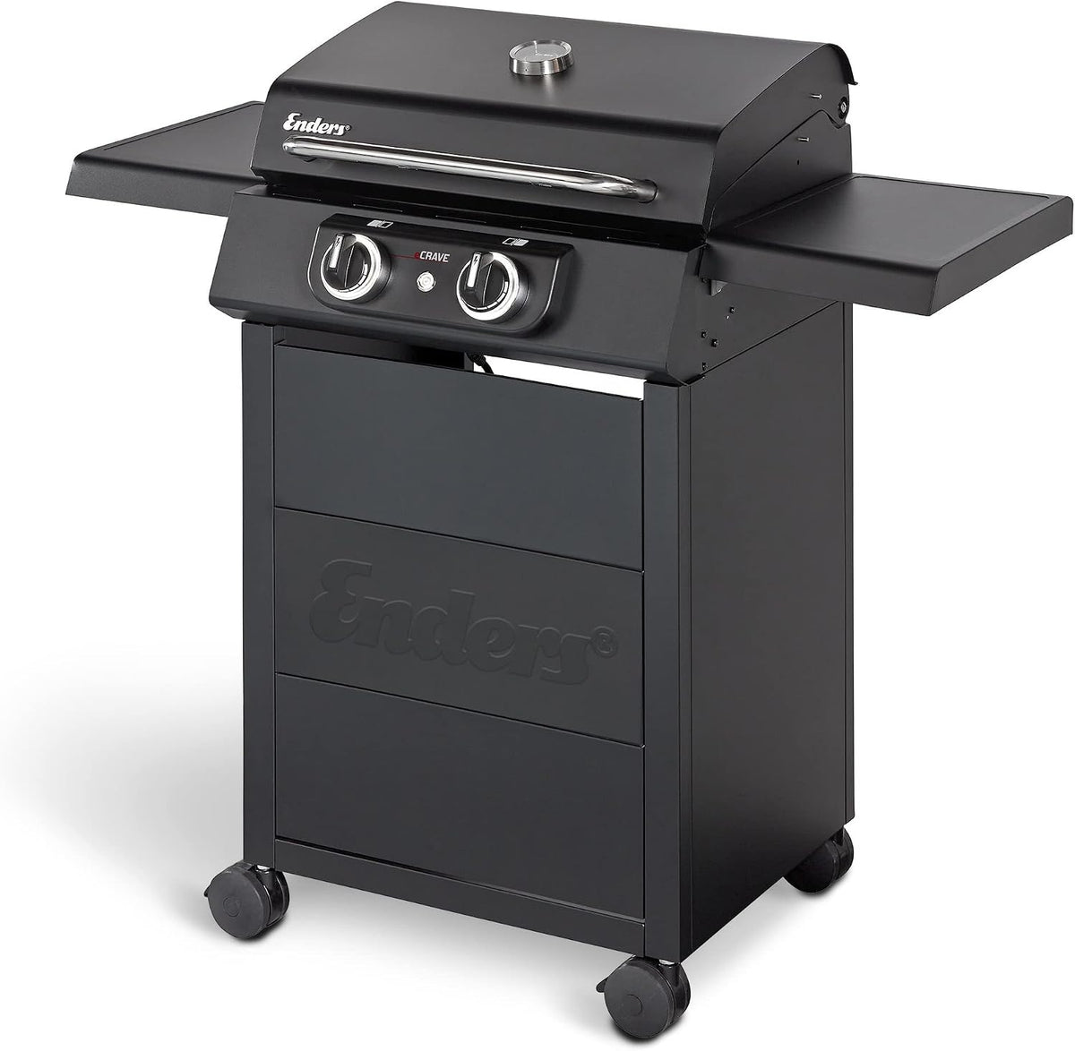 Enders Elektrogrill, Schwarz, eCRAVE 2, mit Gussrost, Grillwagen mit viel Stauraum, SIMPLE CLEAN Reinigungssystem