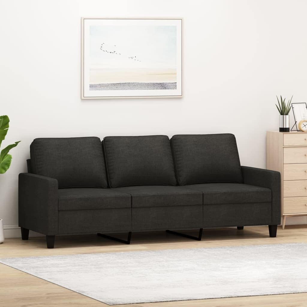 Sofa SECOLI, 180 cm, Schwarz, 3 Sitzer, 3er-, Stoff Kleines Couch, Modern 3er Gäste mit Armlehne, Getuftetes Loveseat s