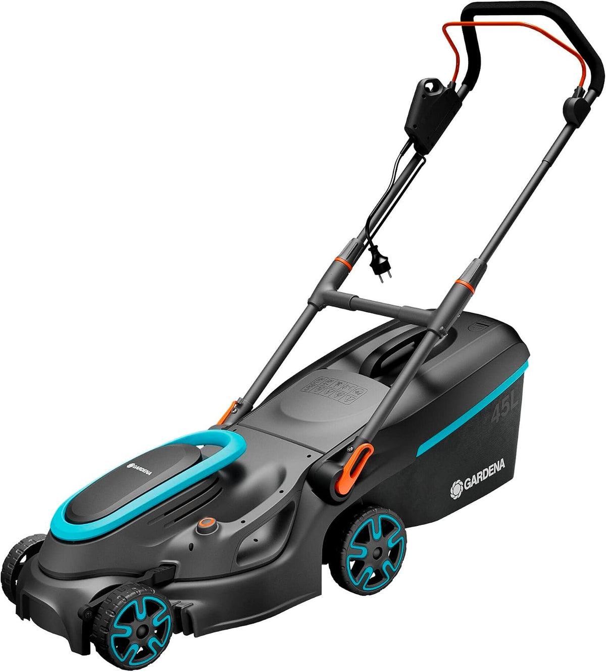 Gardena Rasenmäher, 1800 W, 500 m, 37 cm, 65 mm, Schwarz/Blau/Orange, Elektro- PowerMax 37/1800 G2: Mäher bis ²