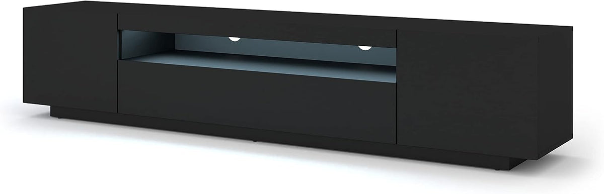 BIM Furniture TV-Schrank, 200x42x37 cm, Schwarz, Lowboard, TV Lowboard Aura, Fernsehtisch, Hängend oder stehend