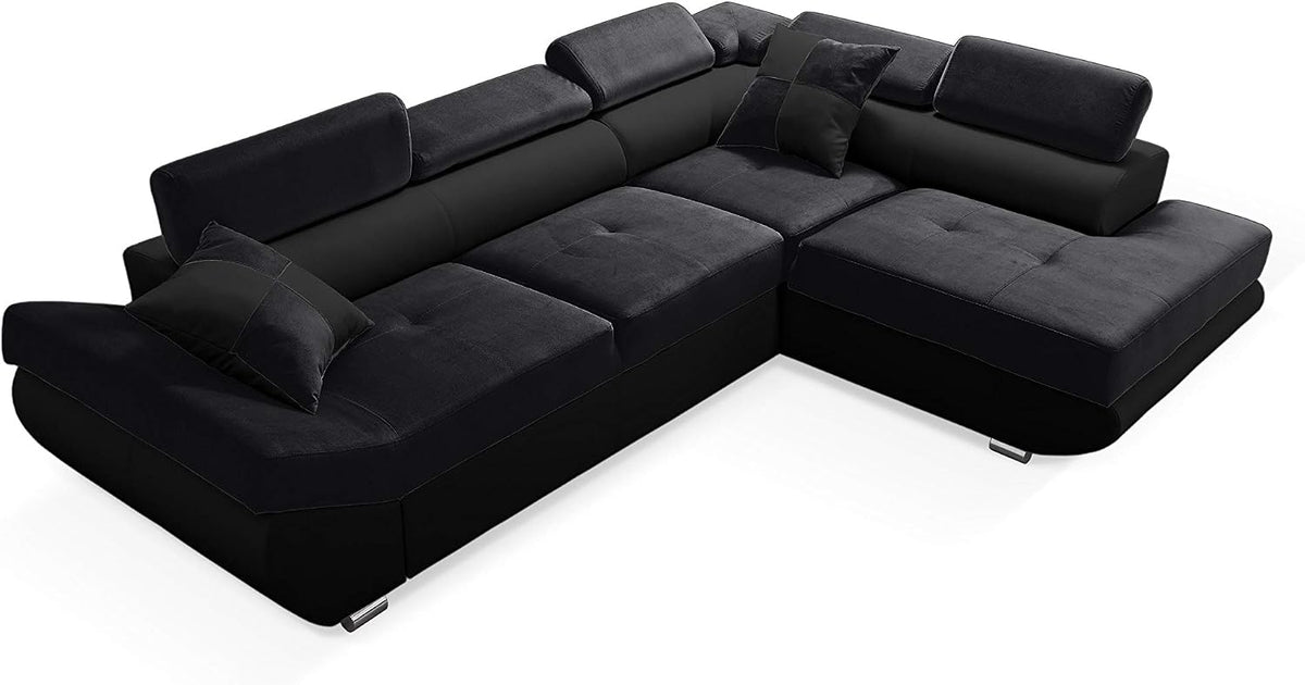 Sofa Robin Inspire, Schwarz, Saturn Eck mit Schlaffunktion L-Form Rechts