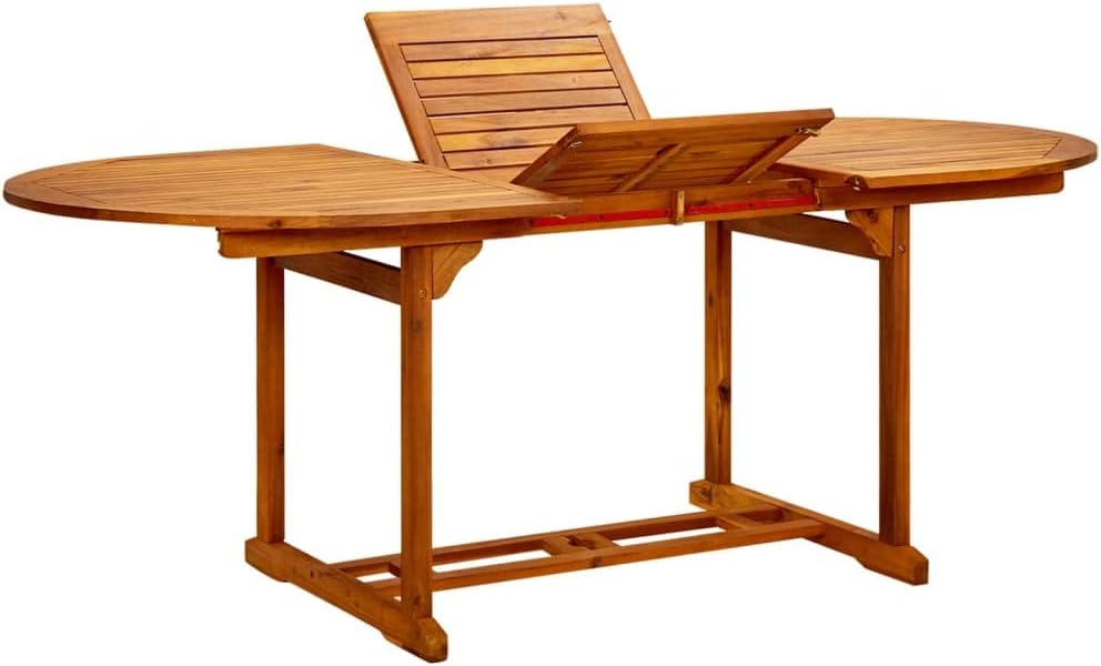 HUAKEHOM Esstisch, 200x100x75 cm, Braun, Akazienholz Gartentisch Ausziehbar Tisch Gartenmöbel