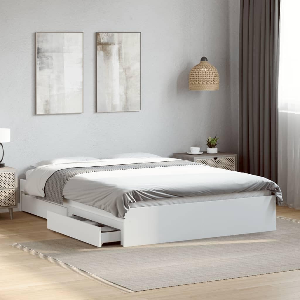 Refined Bettrahmen, 140x200 cm, Natur, Bettgestell Bett mit Schubladen für Schlafzimmer