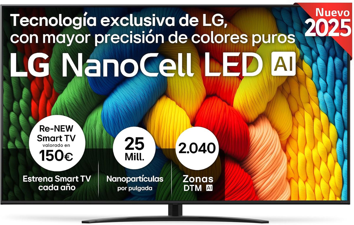 LG Fernseher, 75 Zoll, Schwarz, Smart TV, 75NANO81A6A 4K Ultra HD HDR D-LED NanoCell Smart TV