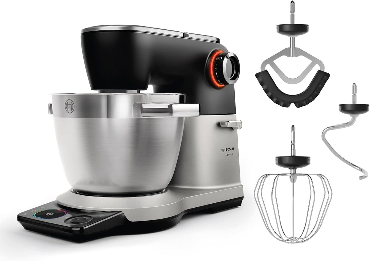 Bosch Universalküchenmaschinen, 1.800 W, 6l, Silber, Küchenmaschine Serie 8, 9 Automatikprogramme, Waage, Timer