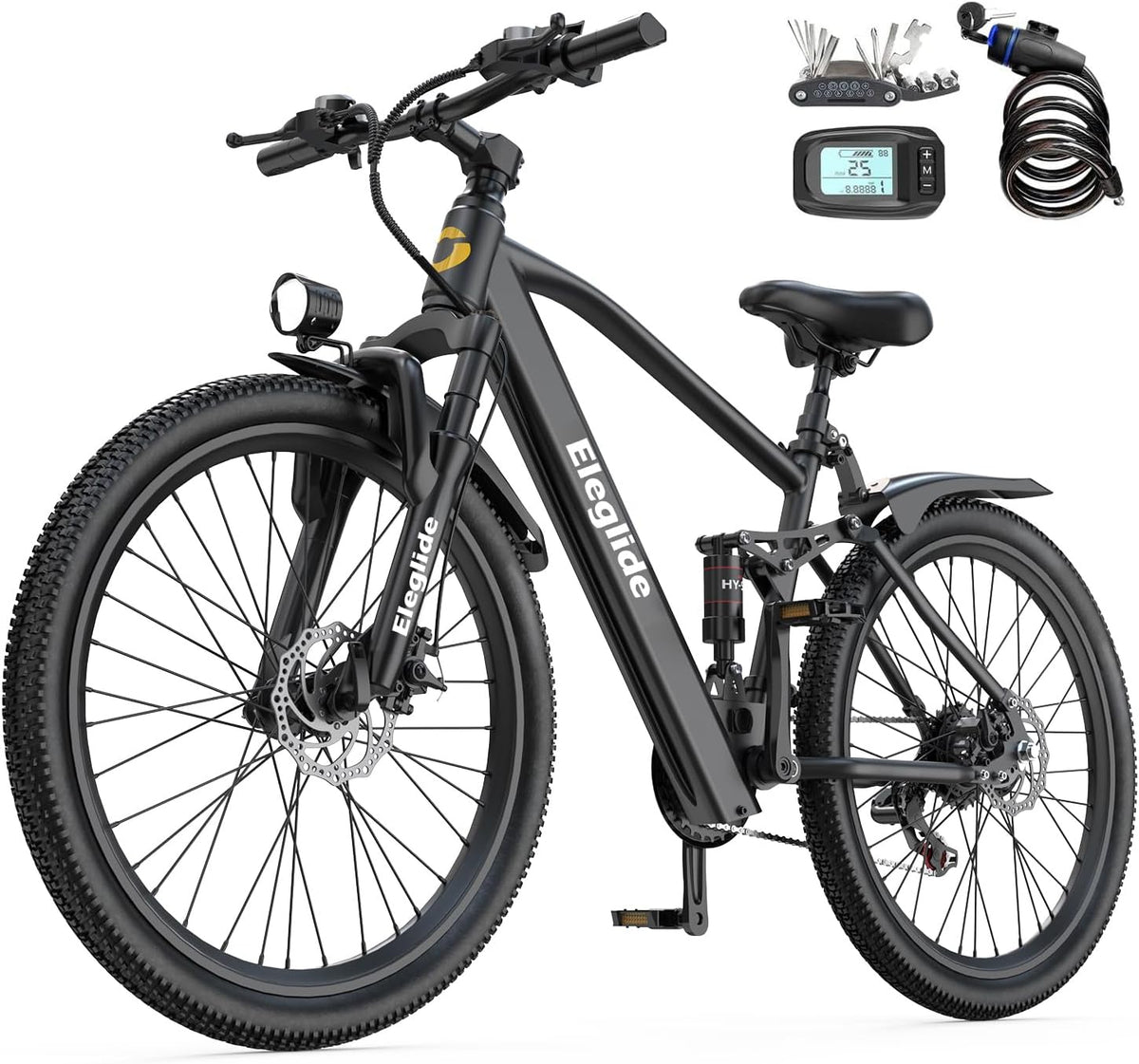 Eleglide E-Bike, 250 W, 13 Ah, 36 V, Schwarz, 26'' Elektrofahrrad, 21-Gang, City mit Motor und Akku Pedelec Cityräder Elektrofahrrad