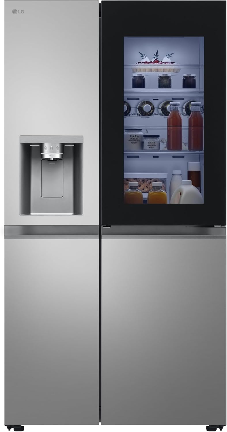 LG Side-by-Side-Kühlschrank, 91,3 cm, silber, Side by Side GSXE81PYBD mit Wassertank, Total No Frost, InstaView