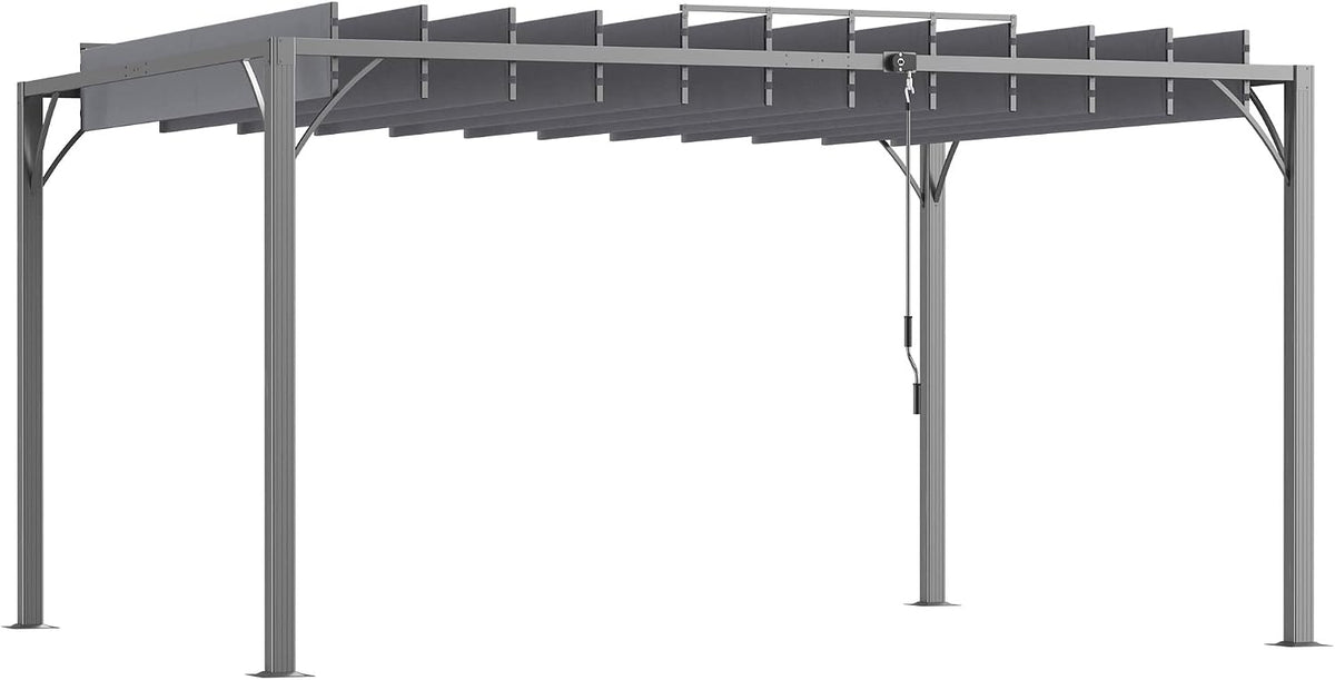 Outsunny Pavillon, 3 m, grau, Pergola 4 x Bioklimatische Pergola mit verstellbaren