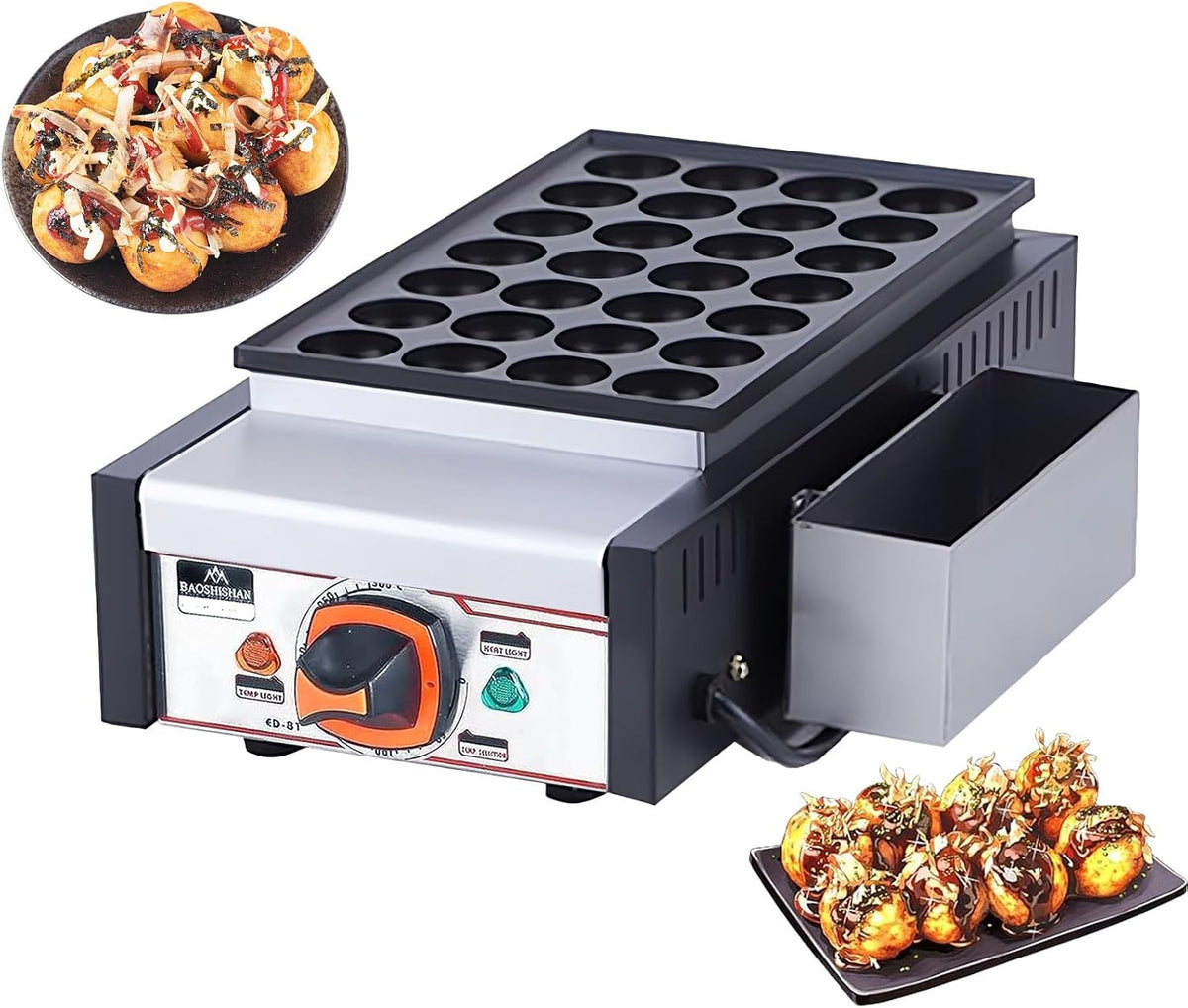 SAIYERUS Takoyaki Maker, 28 L, Schwarz, Tragbarer Takoyaki-Maker, elektrische Takoyaki-Maschine mit öchern, Takoyaki-Maker für den Haushalt