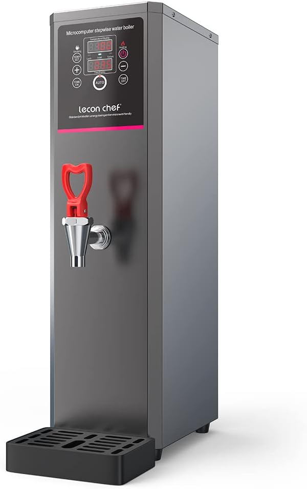 Lecon Heißwasserspender, 15 L, Silber, Elektrisch Edelstahl 3000 Watt Kommerziell, Schnelles Aufheizen, Timer, Temperaturzeit Anzeigen