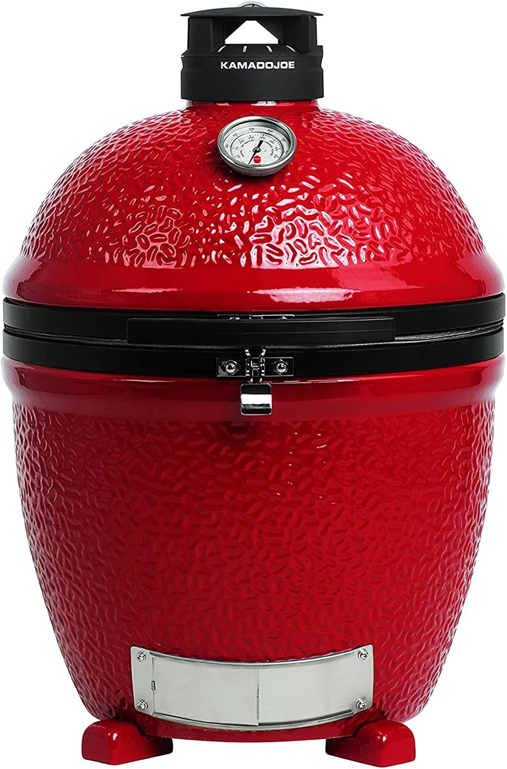 Kamado Joe Holzkohlegrill, Rot, Klassisch II freistehend 18-Zoll- in mit Seitenablagen, Grillzange und Aschebehälter