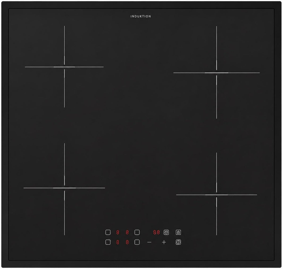 Oranier Kochfeld, 60 cm, schwarz, Induktions Glaskeramik Matt mit umlaufenden rahmen -, Touch Control, Booster
