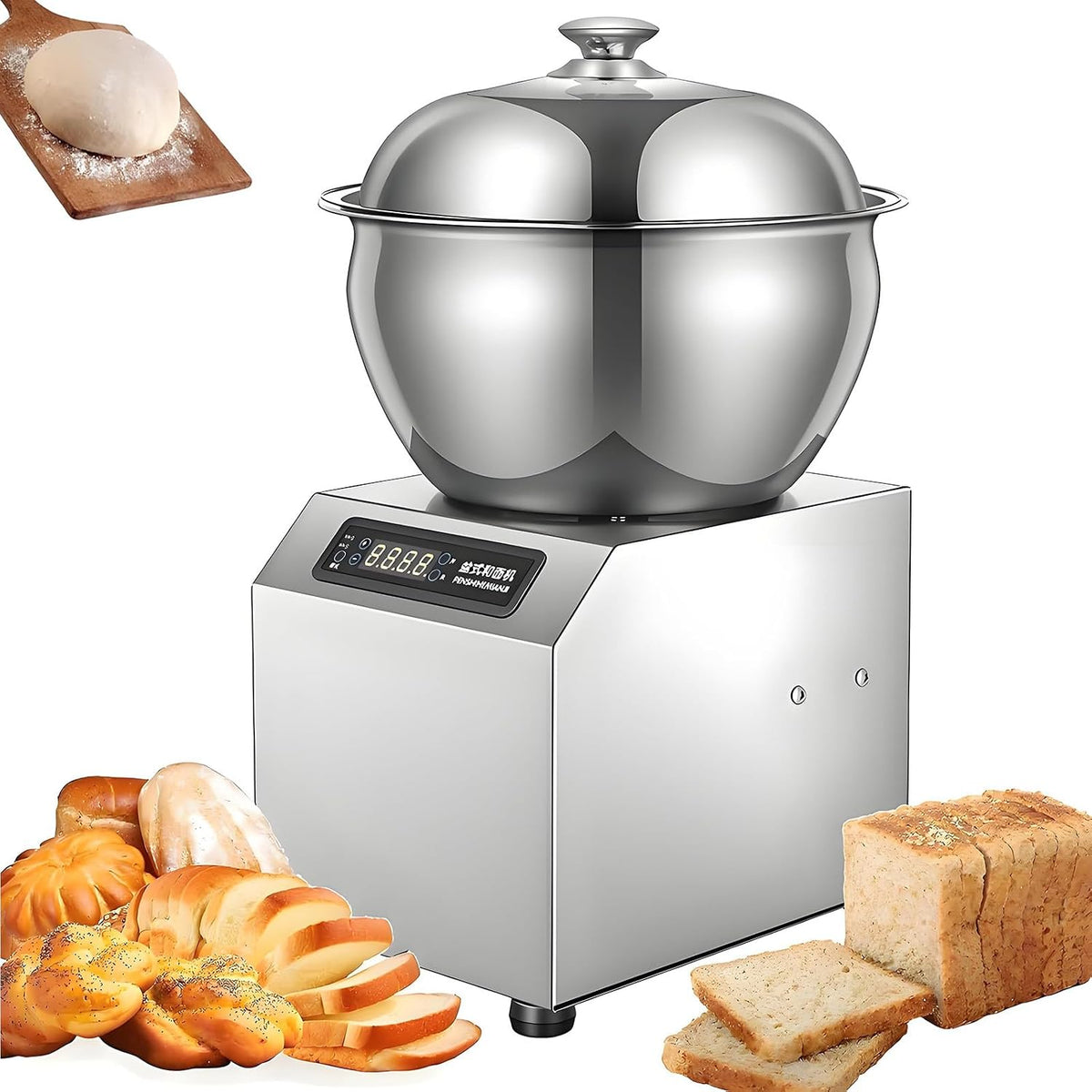 HuanSebesity Knetmaschinen, 2200 W, 2200w, 8 kg, Edelstahl, Gummi, Glas, Aluminium, Schwarz