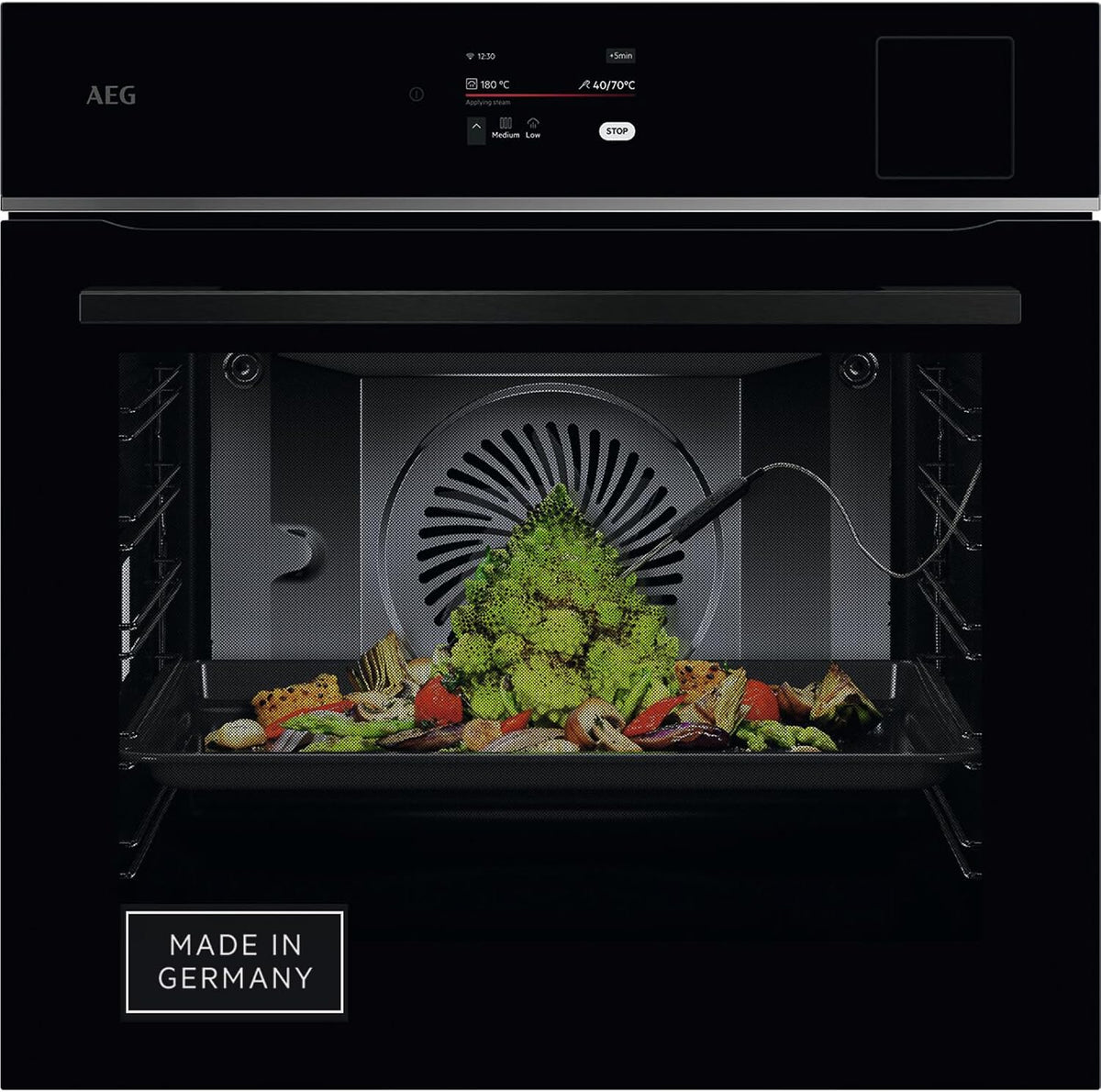 AEG Backofen, Schwarz/Silber, Wifi Einbau-Dampf, Multidampfgarer, Serie 8 Touch-Swipe-Display, mit Schritt für Schritt assistiertem Kochen