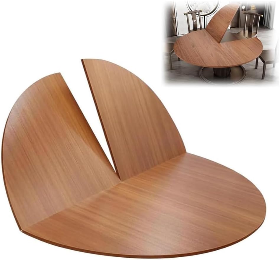 Rund Klapptische, 200 cm, Massivholzsperrholz, Weiß/Walnuss, Klappbare Große Tischplatte 120- Klapptisch Holz Esstisch