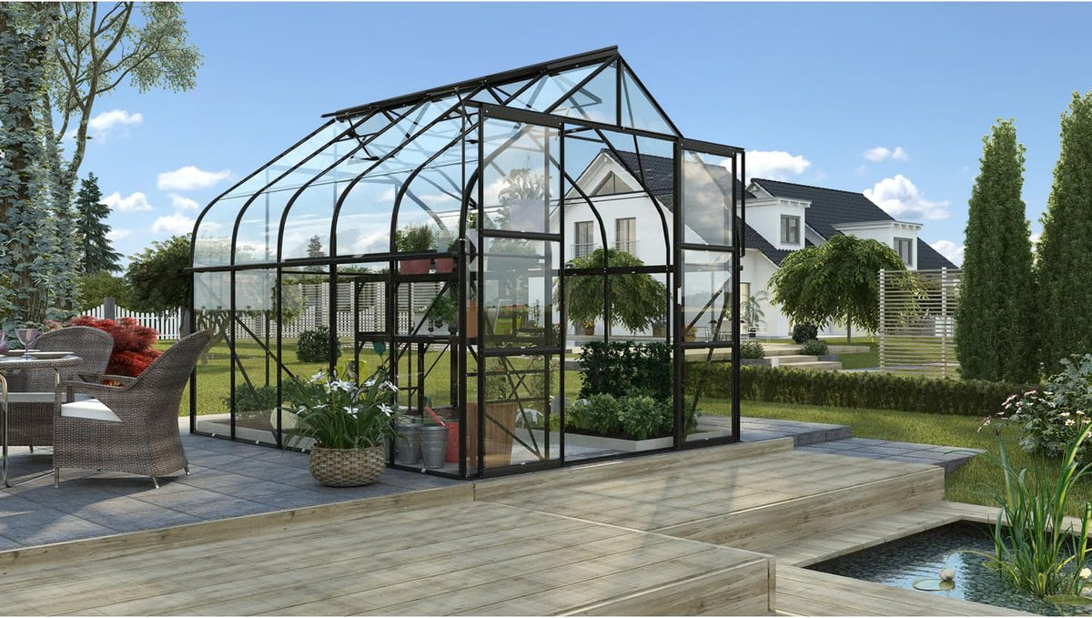 Vitavia Gewächshaus, 8,3 m, 3 mm, schwarz, Diana 8300', Wetterfestes & stabiles Treibhaus, Robust & langlebig