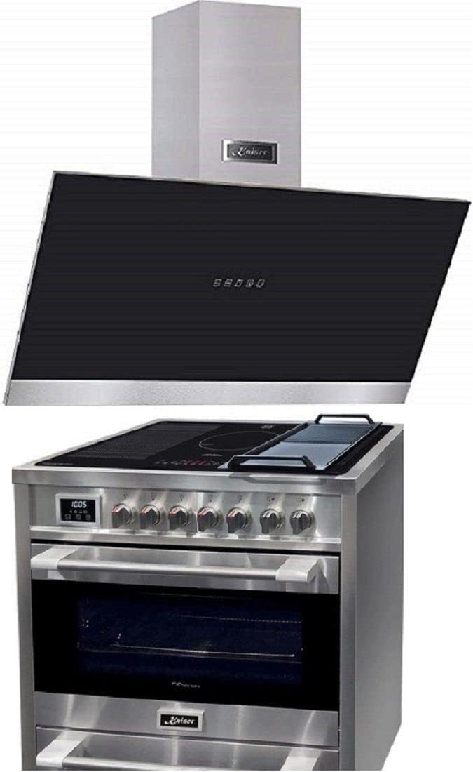 Kaiser Elektroherd, 90 cm, Weiß, Induktions-Standherd HC 93691 IR+AT 9440 ECO Elektro, 5 Kochzonen+Dunstabzugshaube