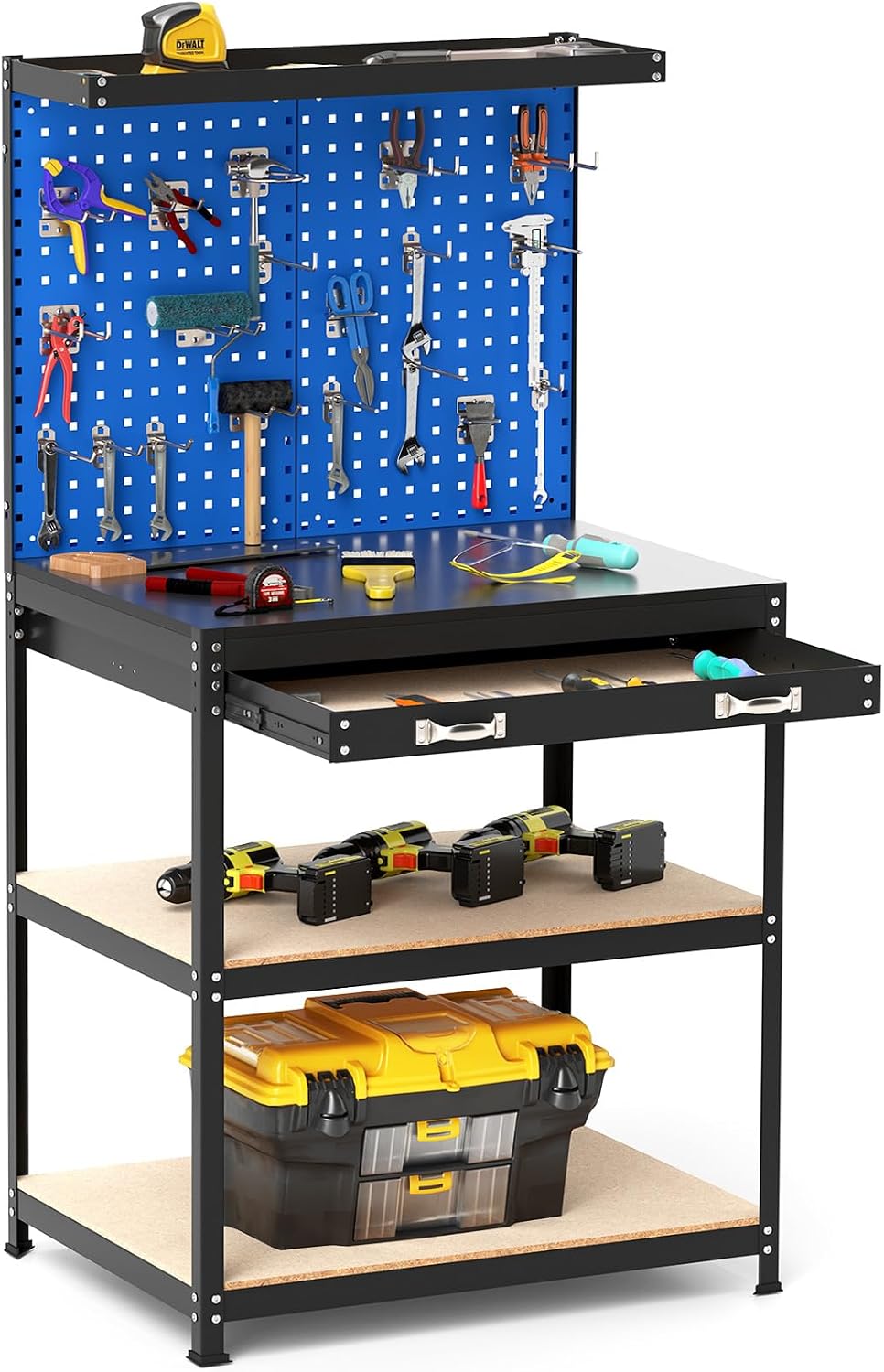 COSTWAY Werkzeugkasten, 81x41x156 cm, 81 x 41 cm, 225 kg, Metall, MDF, Blau