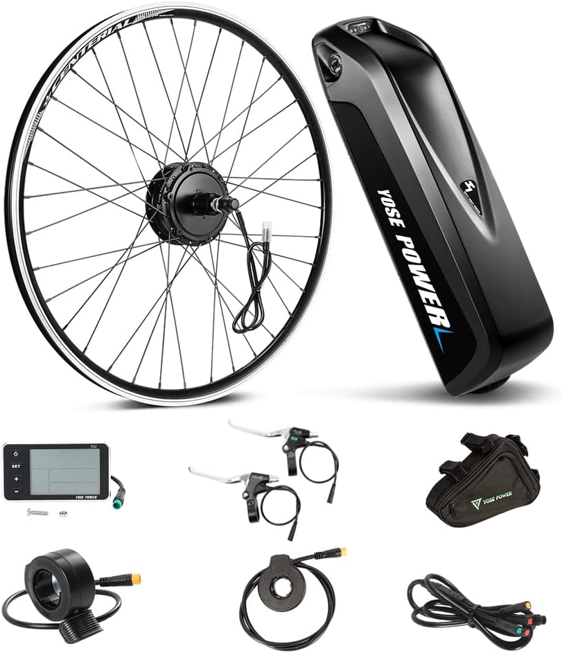 YOSE POWER Fahrrad, 250 W, 350 W, 13 Ah, 18 Ah, Schwarz, Bike, 26''/27, 5''/28' Ebike Umbausatz 36 V / Heckmoter Elektro Conversion
