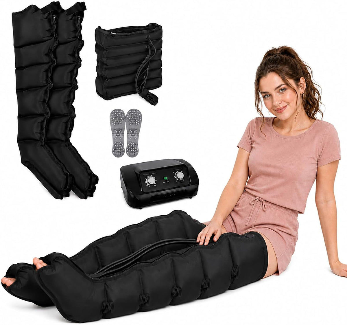 Joyfitness Fußmassagegeräte, Schwarz, Lymphdrainage Gerät Beinmassagegerät Recovery Boots, Massage System Mit Kompression Für Beine Und Füße