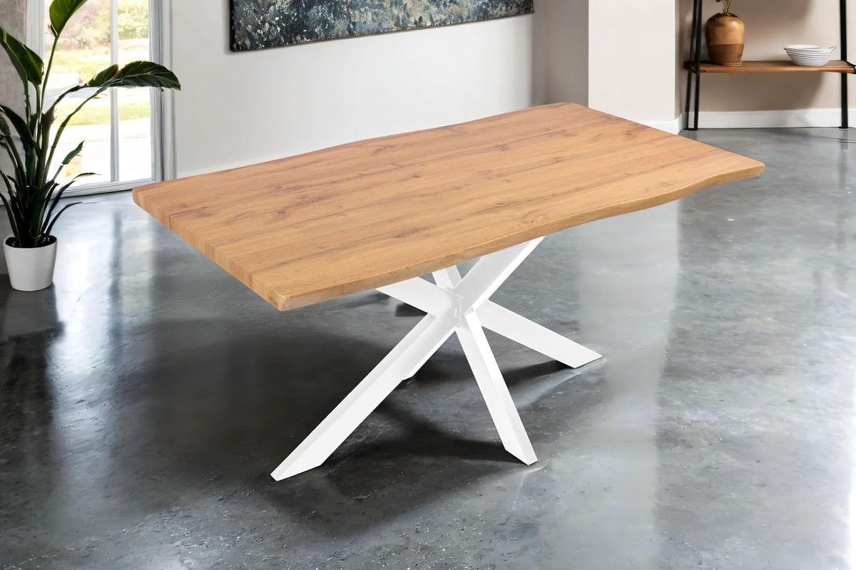 SAM Esstisch, 160x85 cm, Weiß, Josy Holz Wildeiche-Optik Spider-Gestell