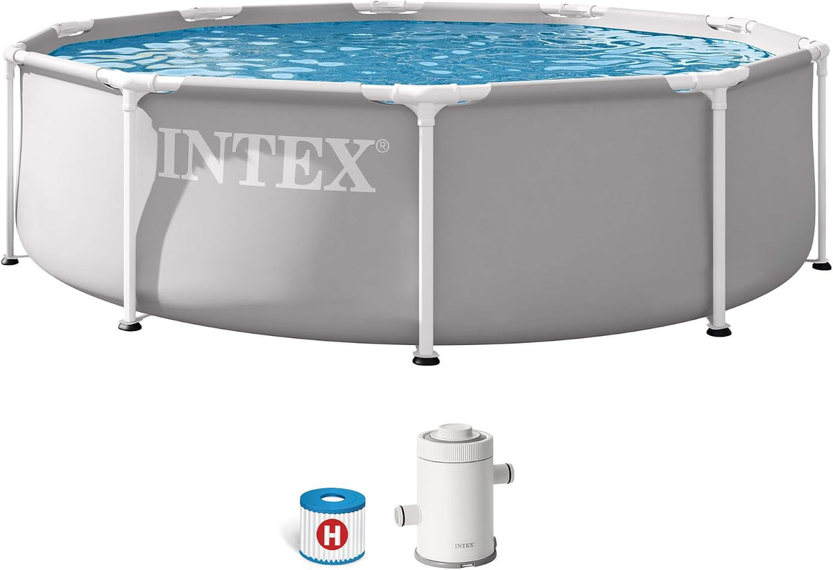 Intex Stahlrahmenpool, 3,05 m, 76 cm, Grau/Blau, 26702ND x Prism Frame Pool Set (inkl. Filterpump)