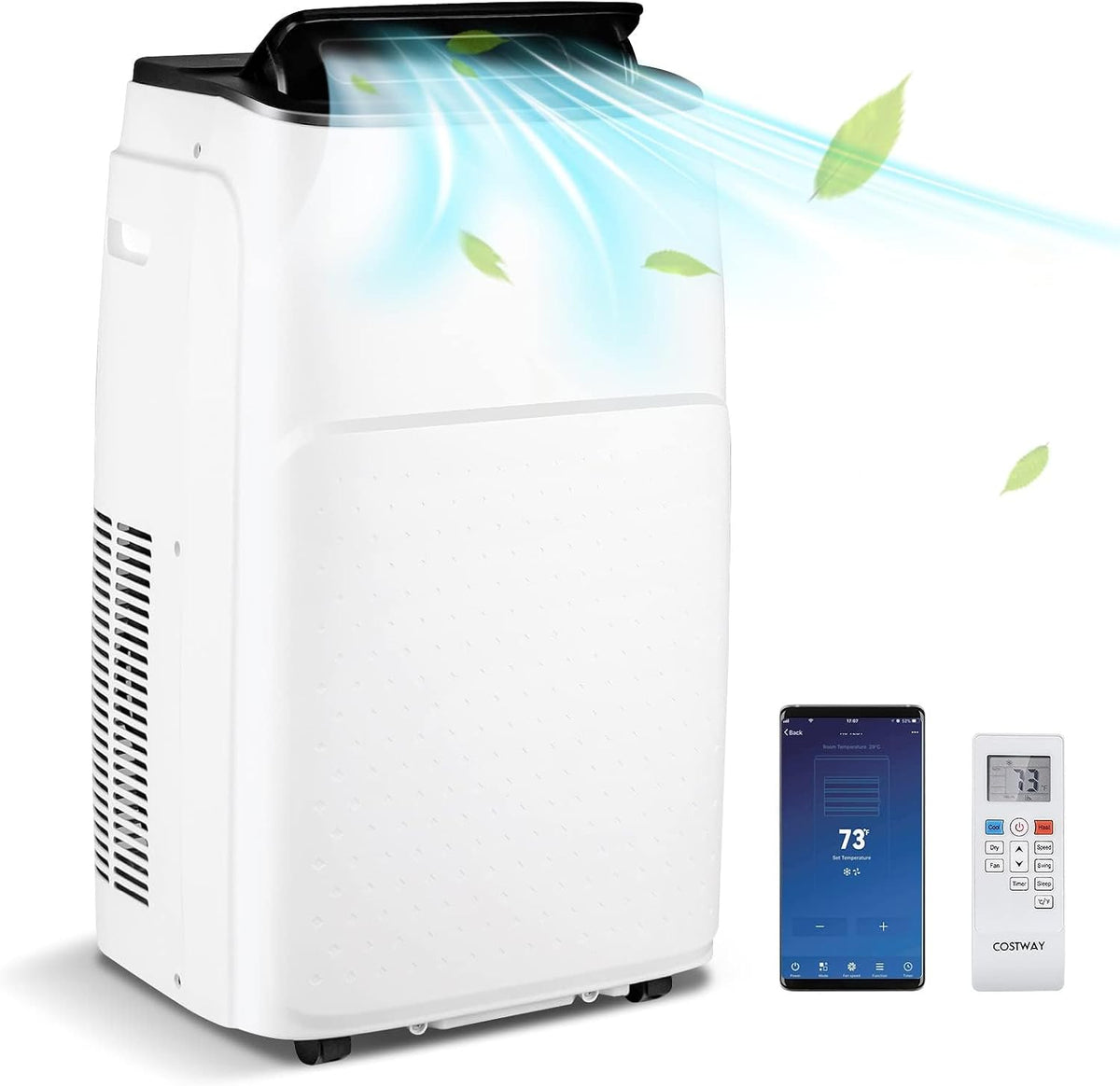 GYMAX Klimaanlage, ABS-Kunststoff., Weiß, Mobiles Klimagerät, 12000 BTU Mobile