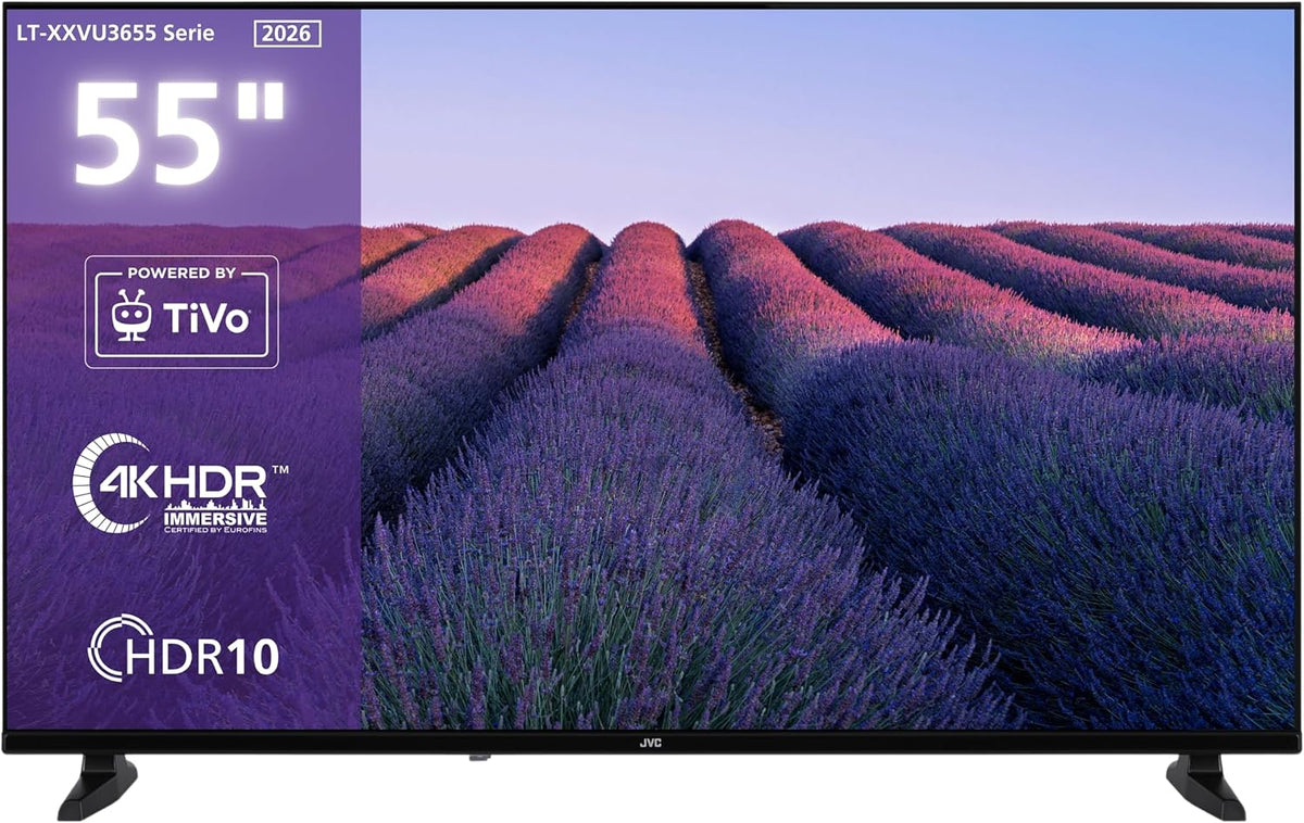 JVC Fernseher, 55 Zoll, 139 cm, Schwarz, Smart TV, LT-55VU3655 Smart TV mit 4K UHD Auflösung