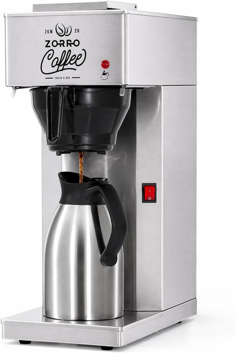 ZORRO Kaffeemaschine, Schwarz/Silber, Gastro mit Thermoskanne ZKM 26