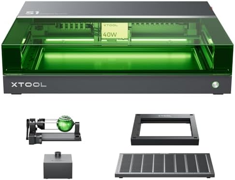 xTool Kamera, 40 W, Grün/Schwarz, S1 Laser Graviermaschine Basic Kit, RA2 Pro und Erhöhte Basis