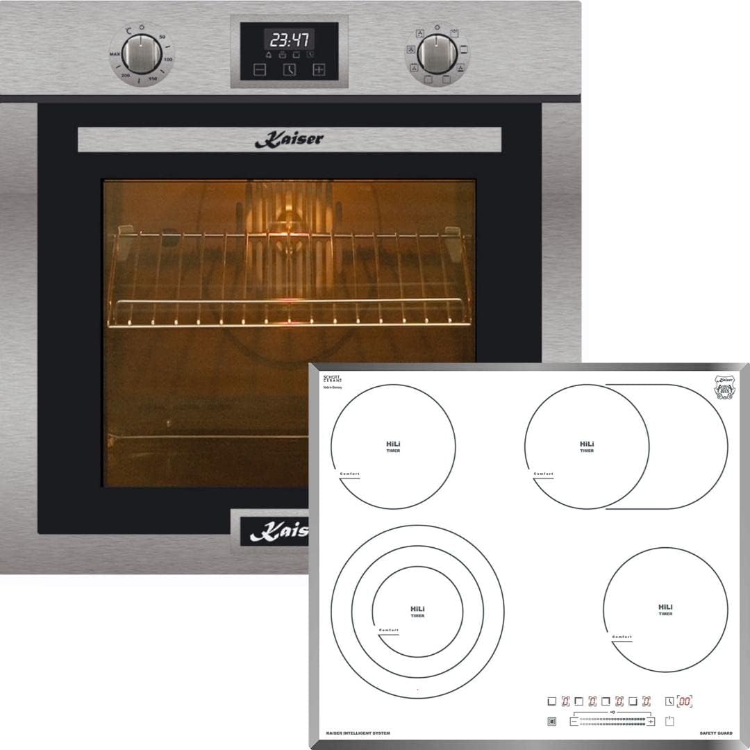 Kaiser Backofen, 6715 W, 60 cm, 79 L, Weiß, Set EH 6323 + KCT Einbau Elektro Selbstreinigend mit 10