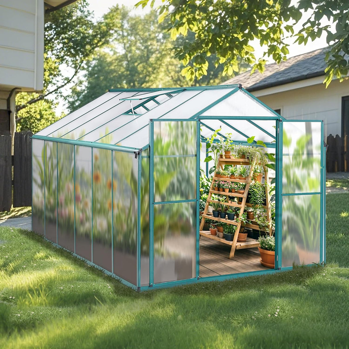 Gegaden Gewächshaus, Schwarz, Aluminium für den Garten
